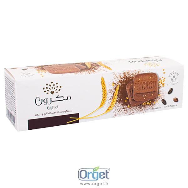 بیسکوئیت کاکائو و کنجد مکرون