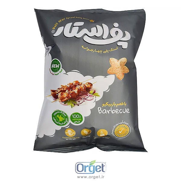 اسنک چهار جوانه جو 50 گرم باربیکیو پف استار